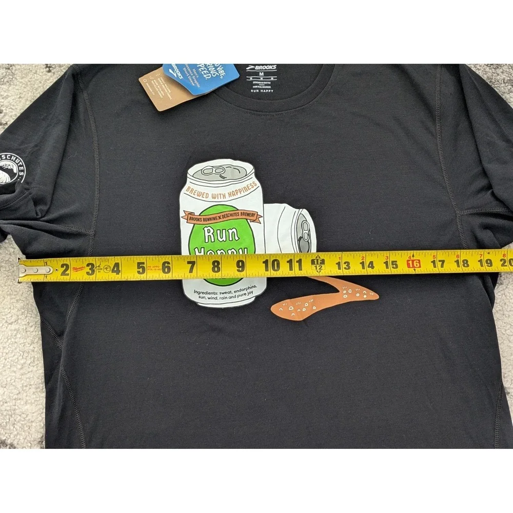 Brooks Distance‎ Graphic Tee Shirt Black Run Hoppy Beer Can Deschutes Brewery M - Picture 7 of 7